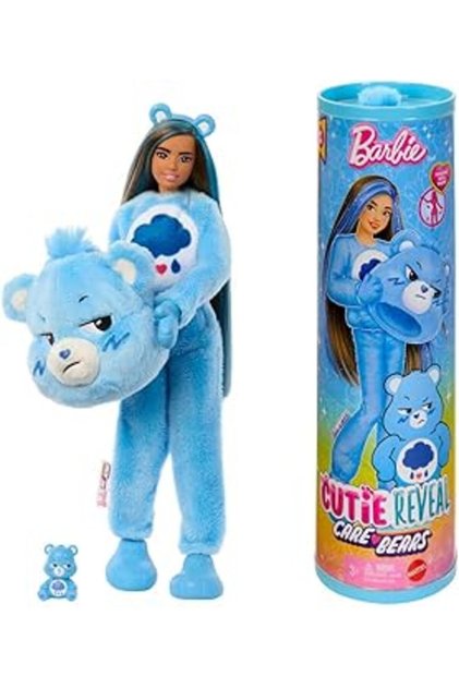 Cutie Reveal Doll & Accessories, Care Bears Series, Grumpy Bear Plush Costume & 10 Surprises