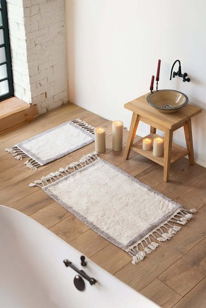Root 2-Piece Set Bathroom Mat Bamboo 40X60+60X90 cm Dark Gray