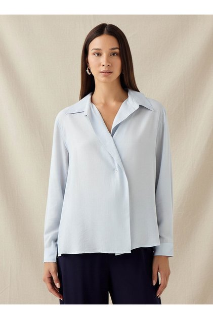 Regular Fit Viscose Top with Button Detail
