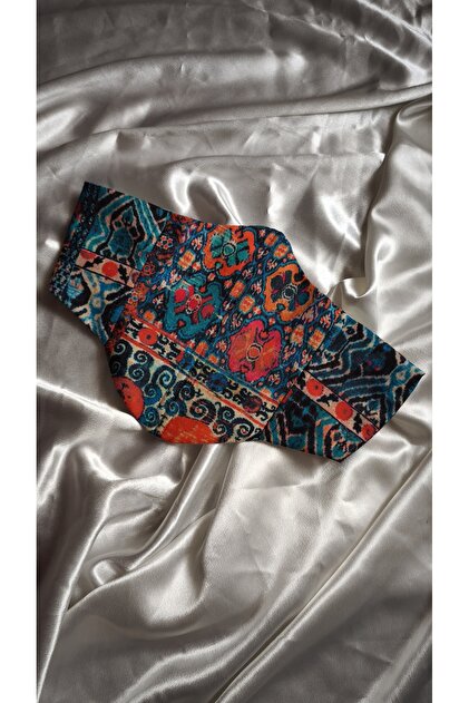 Blue Colored Rug Patterned Women's Waist Corset