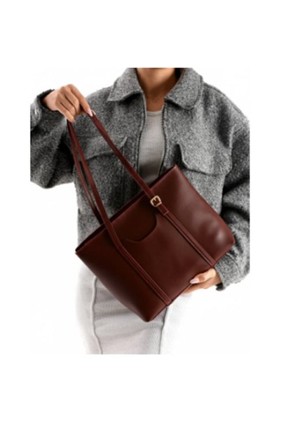 Soylu Bag Bordo Women's Shoulder and Arm Bag with Bear 25X34 cm