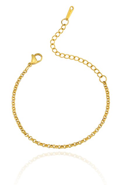 316L Stainless Steel Gold Rolo Chain Bracelet - Tarnish Resistant Waterproof Unisex