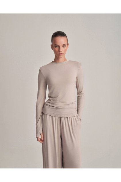 Fitted Long Sleeve T-Shirt Stone One Piece