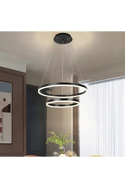 Pendul LED cu 2 Cercuri Suspendate Lumină Reglabilă 3000K–6500K Eryndel
