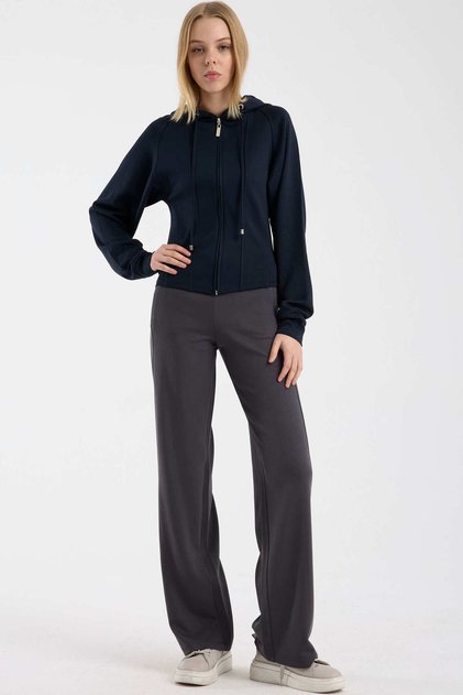 Crop Swea cu textura moale tricou - Bleumarin