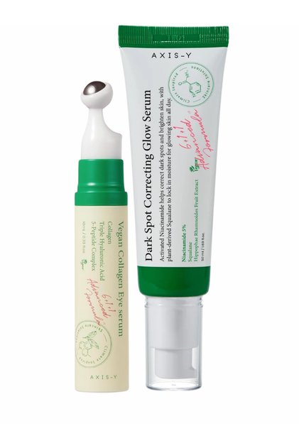 Vegan Collagen Eye Serum + Dark Spot Correcting Glow Serum Brightening & Firming Set
