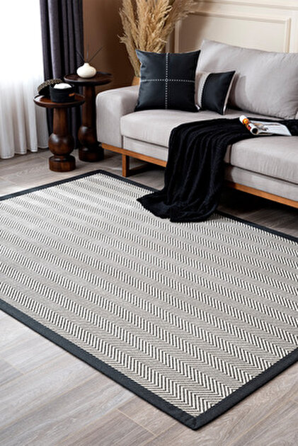 Koza Halı Koza Hayad Sisalo Bordure Krem Kahve Halı Kahve Bordür