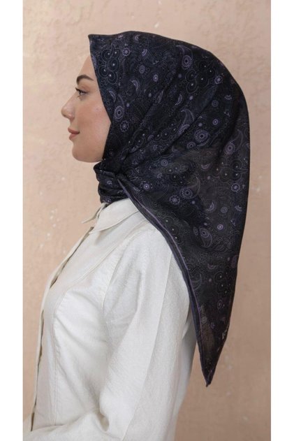 Soft Pamuk Eşarp Siyah Mor-26