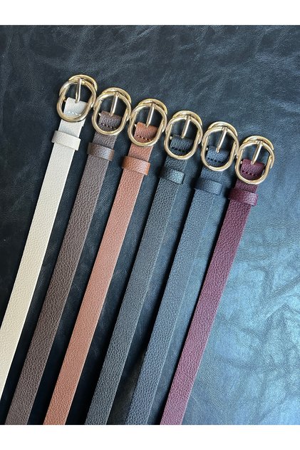 6-Piece Splice Double Ring Pattern Women's Gold Buckle Belt Jacket Belt Dress Belt Trouser Belt