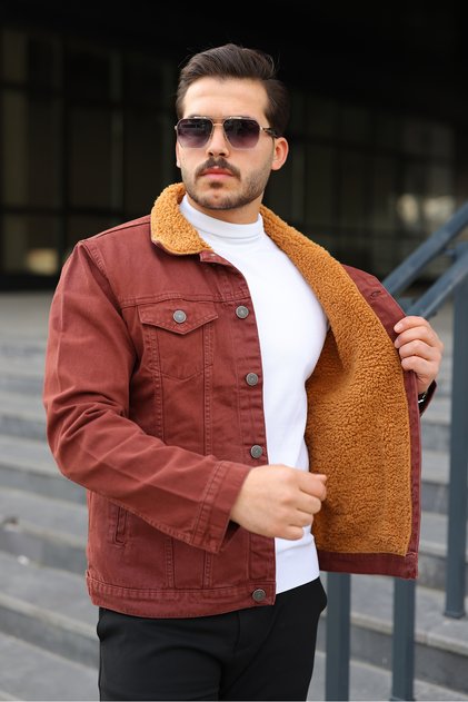 Men's Trendy Winter Fur Lined Denim Jacket