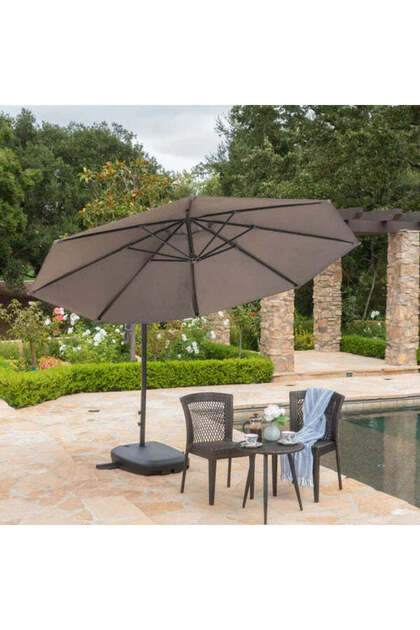 Umbrela de soare suspendata, rotunda 3m X 2.5m X 2.3m, suport metalic in T
