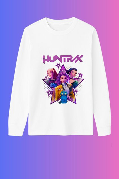K-Pop Demon Hunters Hunterix Printed Long Sleeve Combed Cotton T-Shirt