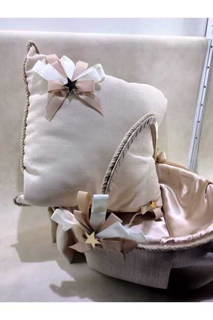 Basket Pillow Set Brown Baby Shower Girl Boy