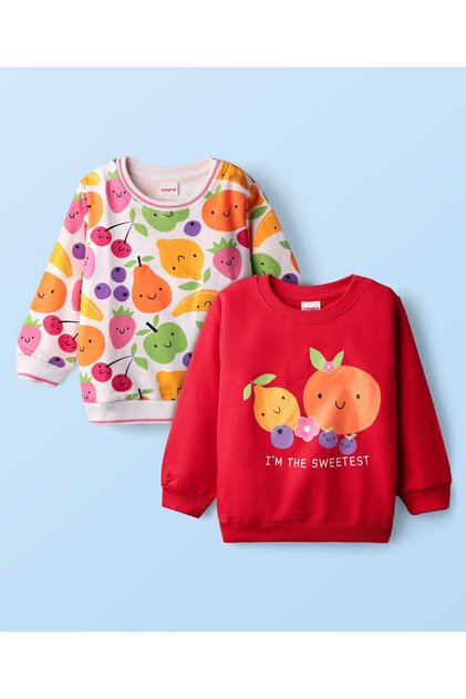 100% Cotton Full Sleeves Fruits Printed Sweatshirts (Pack of 2) - Multicolor