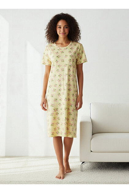 Printed Sleepshirt with Short Sleeves