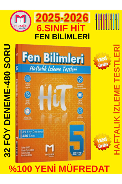 Mozaik Yayınları 5.Sınıf %100 Yeni Müfredat Hit Mat-Türkçe-Fen