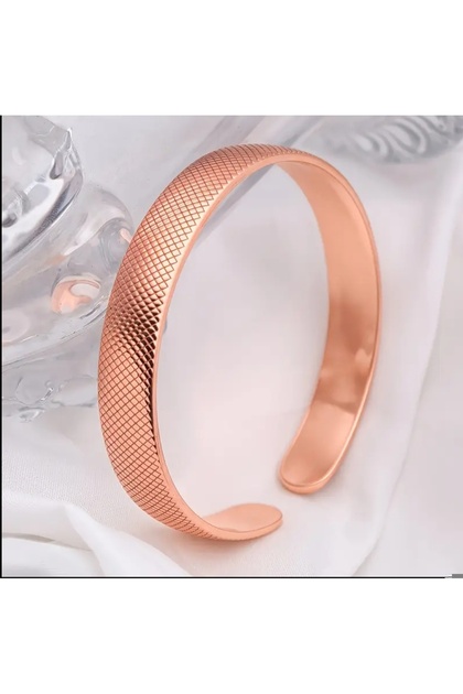 Putian 1Pc Women's Elegant Copper Cuff Bracelet - Minimalist Copper Cuff with Smooth Spherical Beads