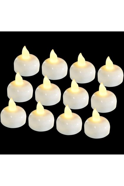 12pcs Waterproof Flameless Floating LED Candles Battery Warm White Tealights for Wedding Pool Decor