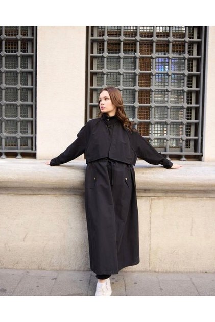 Kadın Oversize Uzun Su Geçirmez Trençkot