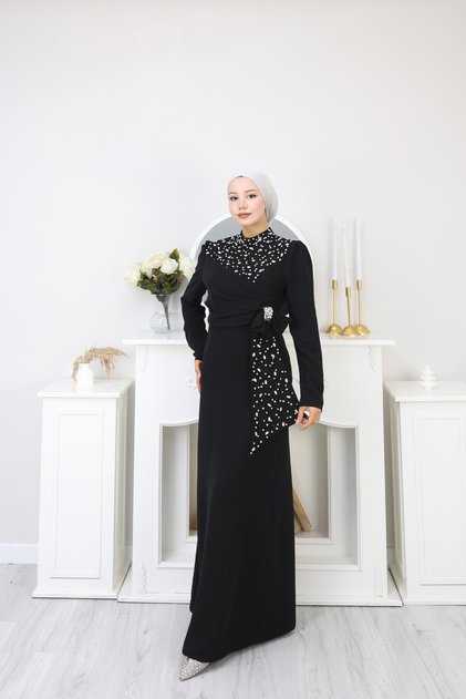Kumsal Tesettür Abiye - Siyah