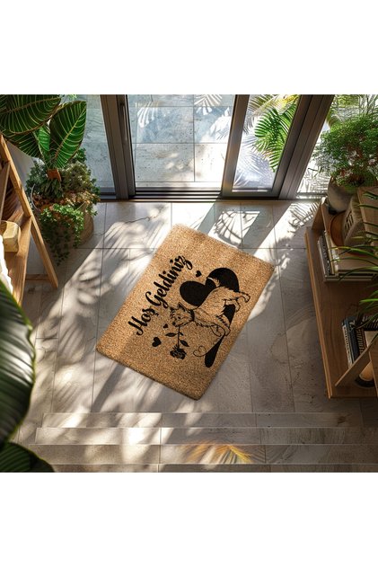 Welcome Written Dog Figurine Doormat – Decorative Non-Slip Base