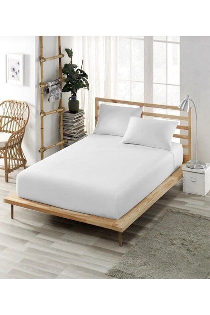 Ranforce Fabric, Fitted Elastic Sheet + Pillowcase - Single 100X200/120X200/Double 160X200/King Size 180X200