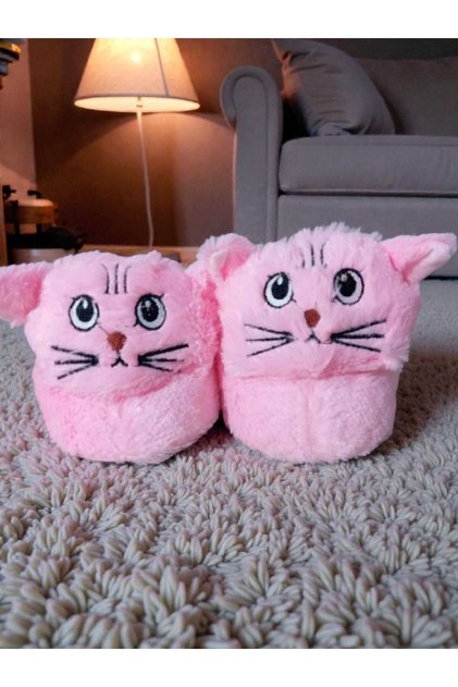 Kedi Panduf Ev Botu Çocuk Tuylu Peluş Yumuşak Kaymaz Tabanlı Hayvan Figürlü