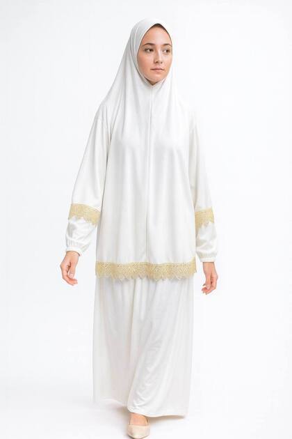 LA SEFA Two-Piece Lace Prayer Dress Jersey- Trendyol