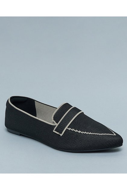 Women'S Black Textured Slip On Shoes