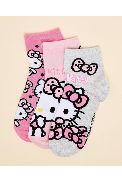 3 Pack Hello Kitty Print Ankle Socks