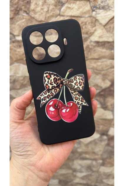 Xiaomi Mi 15t Pro Compatible Cherry Bow Leopard Pattern Silicone Shock-Absorbing Classic Rubber Case 277