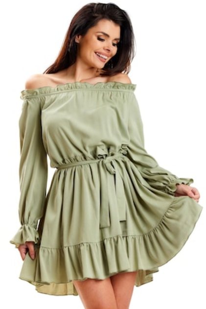 Rochie A578, Awama, Viscoza/Poliester, Verde