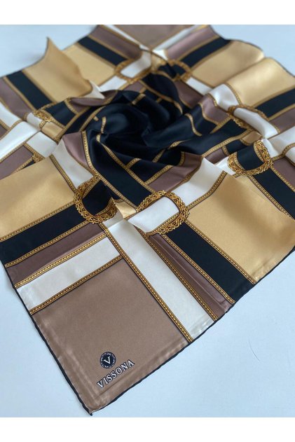 Tivil Silk Scarf 16951 - 0001 - 0005 Mink White Batik Pattern