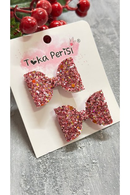 Mini Luna Pink Mix Bow 2-Pack Buckle (3.2 Metal Clip Buckle)