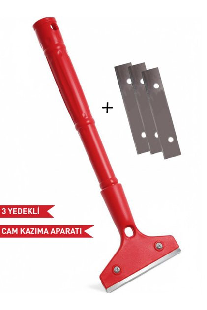 Cam Seramik Fayans Kazıyıcı Etiket Sökme Temizleme Kazıma Bıçağı (+3 Yedekli)