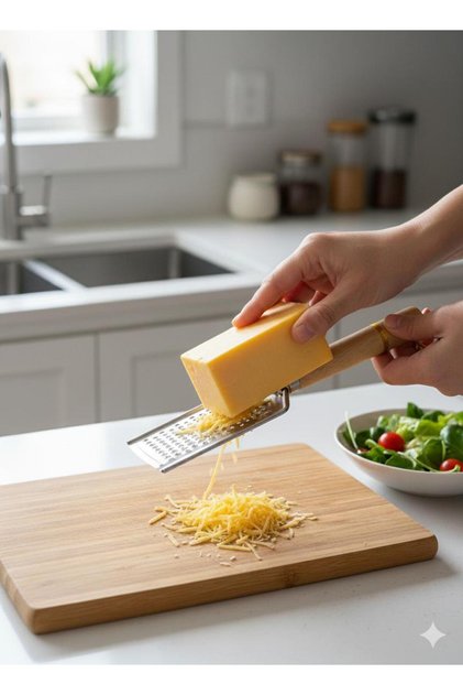 Small Pores Bamboo Handle Stainless Steel Body Garlic and Vegetable Grater