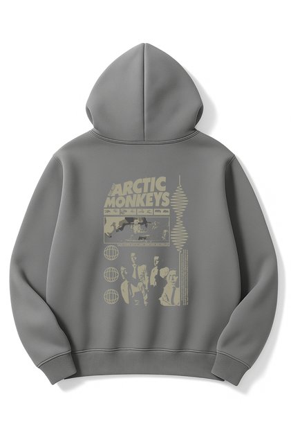 Oversized Unisex Arctic Monkeys Printed Hooded Sweatshirt