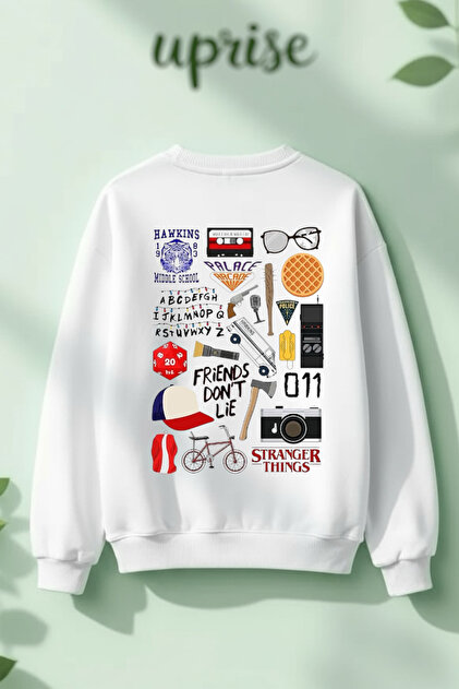 Vordevia Stranger Things Hawkins Baskılı Pamuklu 3 İplik Bisiklet