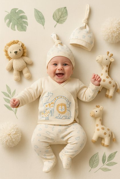 Baby Boy 0-3 Months Hospital Release Bathrobe + Zibin Set Newborn New Generation Colorful Pocketed