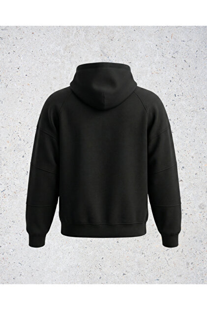 Breezy Erkek Oversize Yan Cepli Fermuarlı Sweatshirt 3 İplik