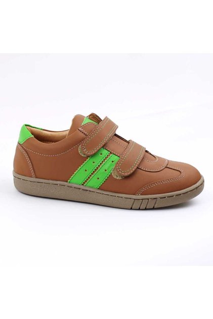Pantofi casual ,unisex , pentru copii , din piele naturala 3228-COGNAC/VERDE/G