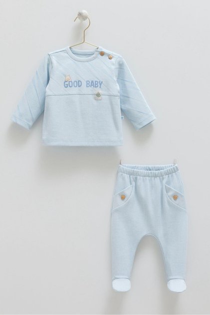 Good Baby Shoulder Buttoned Bottom Top Set Blue