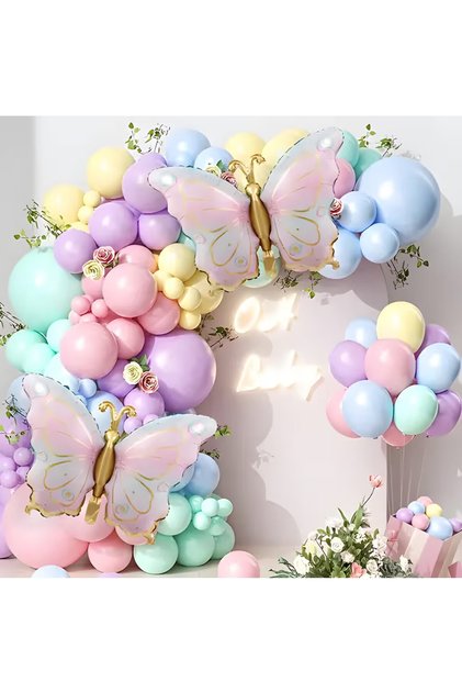 Retro Butterfly Pastel Balloon Butterfly Theme Birthday Party Set Decoration for Girls