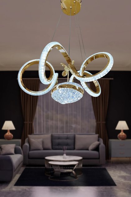 Kıvrım Eliza Top 3 Renk LED Sarkıt Avize – Modern Tasarım Oturma