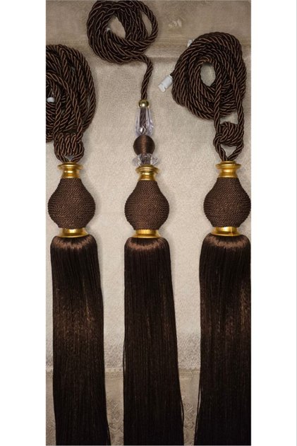 Fon Perde tavan Bağlama Püsküllü Braçol 3Lü Set