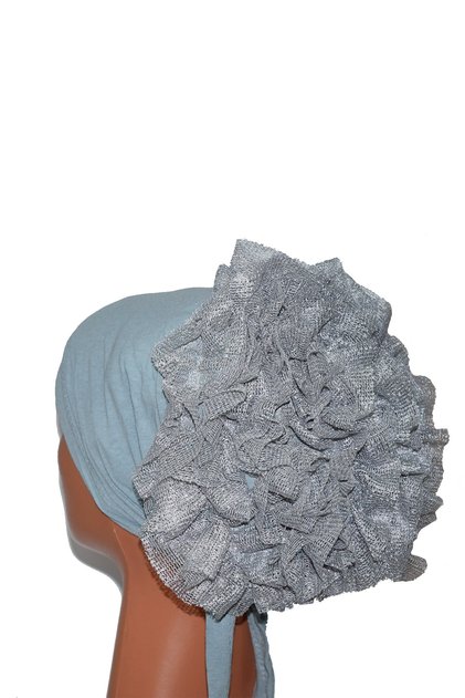 Women's Gray Frilly Bun Bonnet