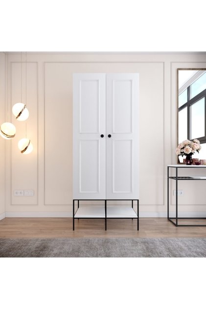 Martin 2 Kapaklı Gardırop, Metal Ayaklı , Beyaz