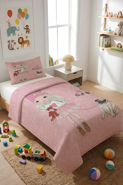 Shiny Velvet Fabric Single Children's Bedspread Set (2 Pieces) Tky0019
