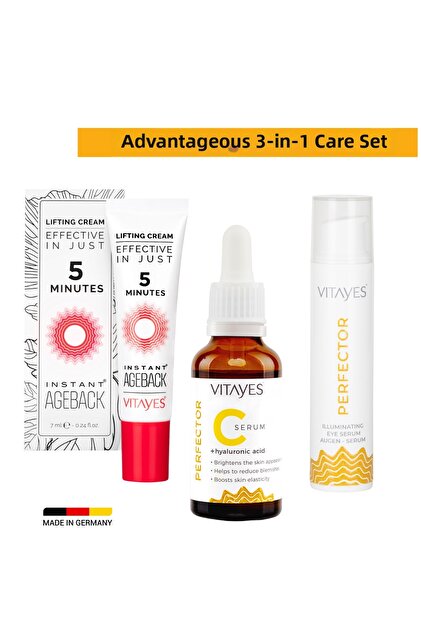 Effective Face Lift Cream in 5 Minutes Vitamin C Serum Anti-Dark Circle Eye Serum Advantageous Set
