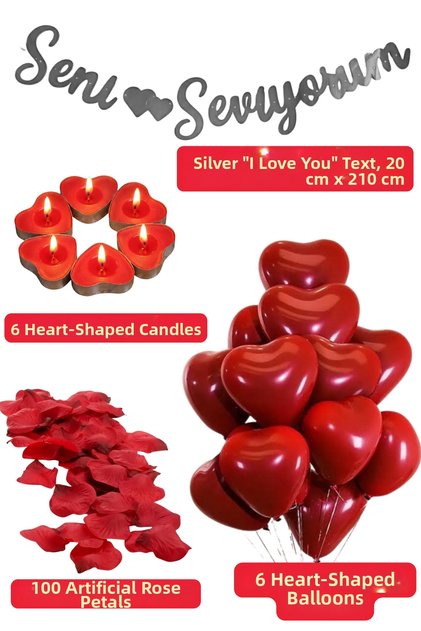 I Love You Letter Red Heart Balloon Romantic Valentine's Day Dusty Rose and Heart Candle